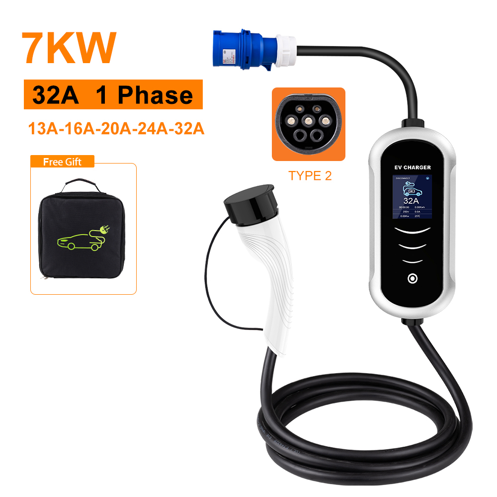 شاحن EV محمول ipgen للسيارة ال - مراجعة Portable Ev Charger 32A Type 2 Cee Plug وسعره